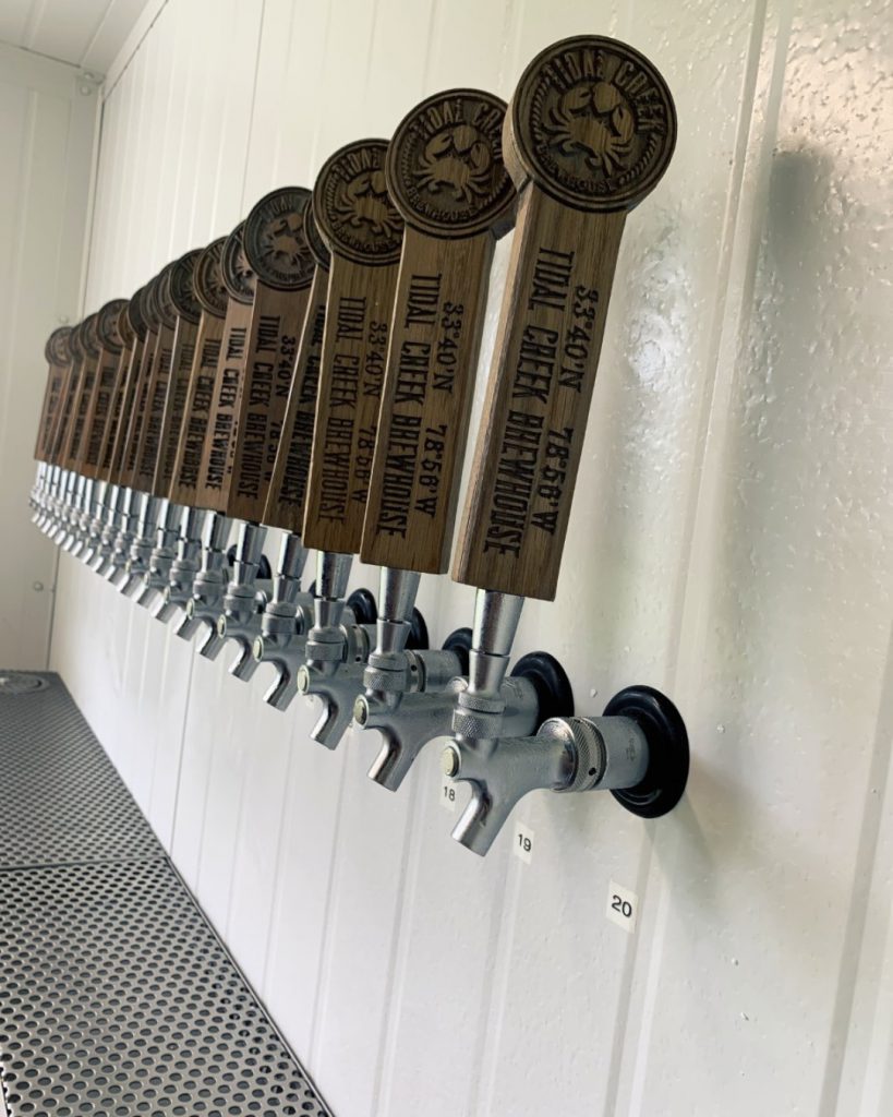 Beer Taps lined up Tidal Creek Brewery